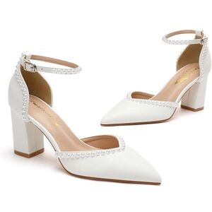 Elegant White Ankle Strap Heels